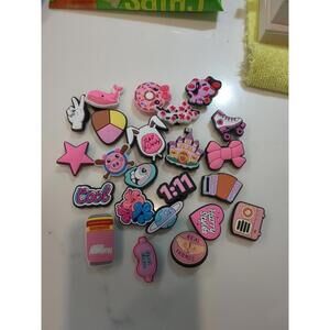 23 Mixed PVC Shoe Charm Lot Different Pink Charms Fit for Croc Jibbitz Wristband